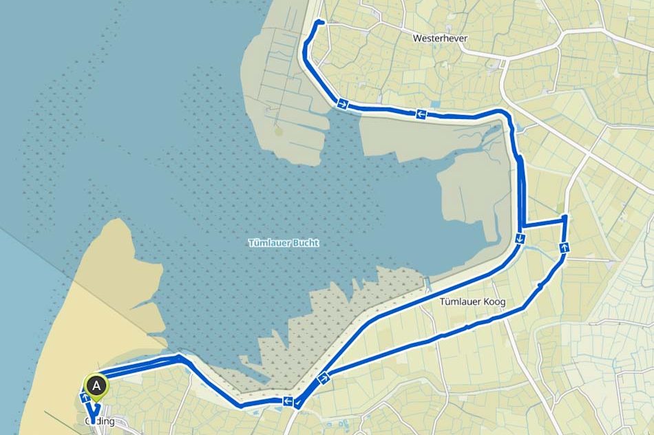 Karte Radtour Westerhever 2020